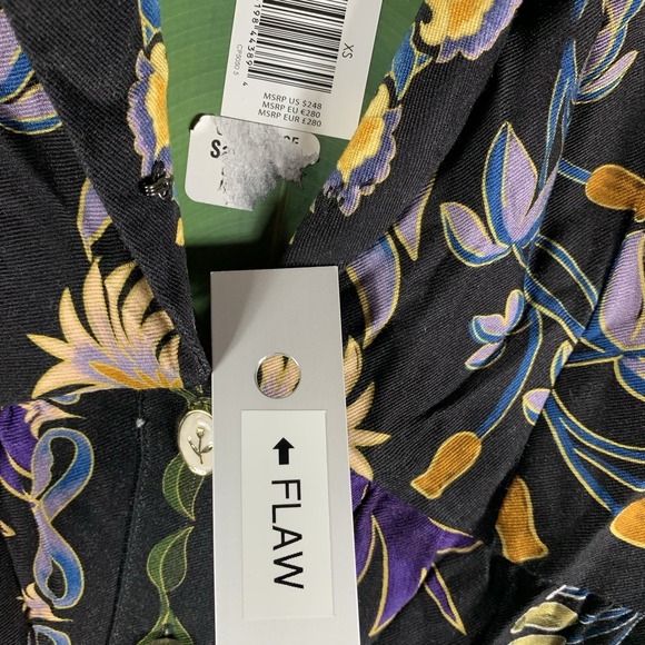 Farm Rio Womens Dress WInter Garden Mini Long Sleeves Black XS Dragon Fly Floral - Picture 10 of 11